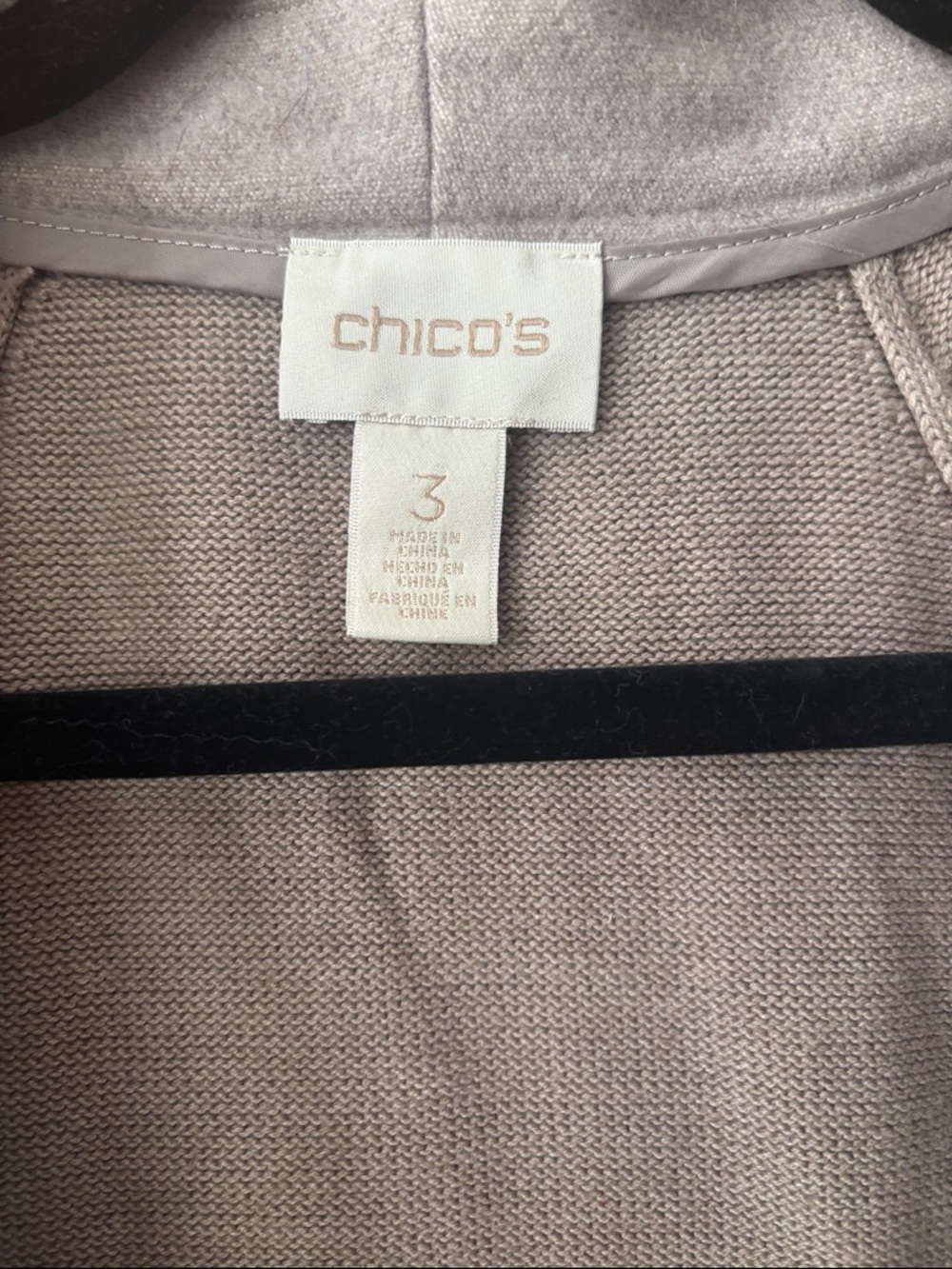 Chico's Taupe Knit Open-Front Coatigan with Gold Zippers - Picture 2 of 9